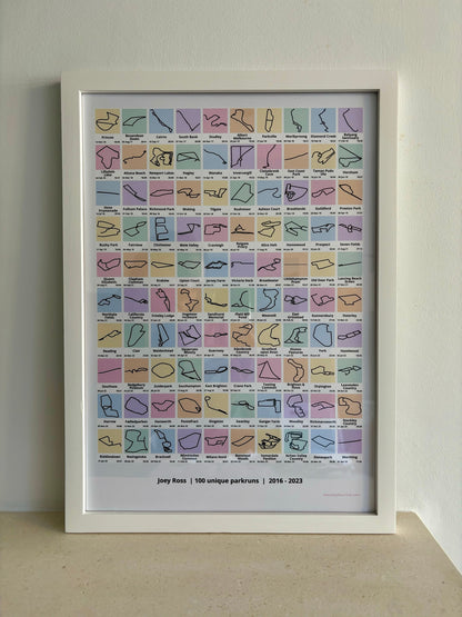 Personalised parkrun print (A3 - up to 100 tiles)