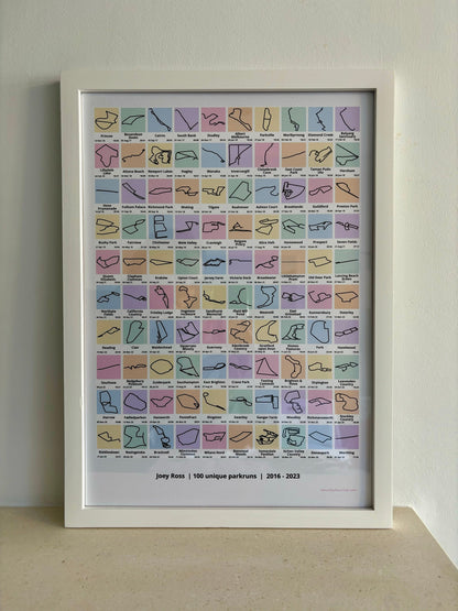 Personalised parkrun print (A4 - up to 50 tiles)